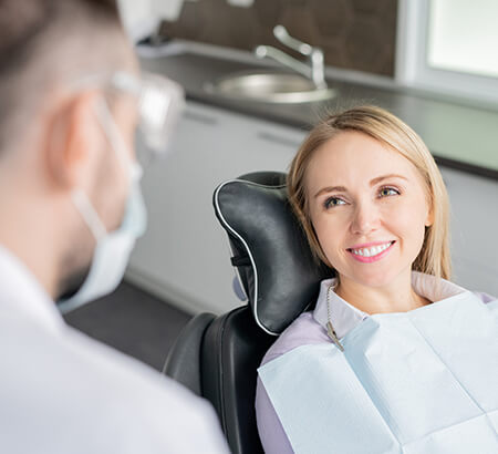 smiling woman at the dentist